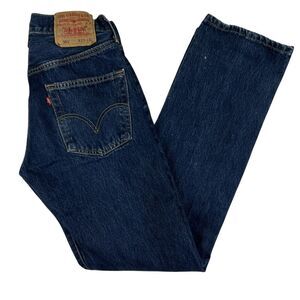 Levis 501 Jeans Mens 27x31 Blue Denim Distressed‎ Y2K Grunge Button Fly 0115